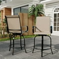 thumbnail image 2 of 3-Piece Outdoor Bar Set, Swivel Textilene Bar Stools with Glass-Top Table, Patio Bistro Set for Balcony, Backyard & Poolside, 2 of 5