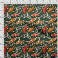thumbnail image 3 of oneOone Cotton Poplin Twill Dark Green Fabric Bubbles & Koi Fish Ocean Sewing Fabric By The Yard Printed Diy Clothing Sewing Supplies 56 Inch Wide, 3 of 4