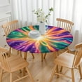 thumbnail image 3 of Colorful Tie Dye Burst Pattern Round Fitted Tablecloth with Elastic Edge,Dining Table Cover Waterproof,Outdoor Round Tablecloth for Camping,Dining,Indoor and Outdoor, 3 of 7