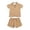 Khaki, variant on Unisex Toddler 2 Piece Summer Polo Outfit, Solid Short Sleeve Collared Polo Shirt & Elastic Waist Side Pocket Shorts, Soft Cotton Neutral Matching Set for Boys Girls 2-3 Years