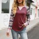 thumbnail image 2 of Camiseta de camuflaje con estampado de gofres para mujer, Top informal holgado con cuello redondo Pompotops  FGAJ8319, 2 of 5