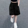 thumbnail image 2 of Maean Kids Girls Cargo Shorts Elastic High Waist Wide Leg Loose Shorts with Pockets 5-18 Years, 2 of 3