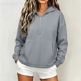 thumbnail image 2 of YUGYXL Half Zip Pullover Women Oversized Y2k Comfort Quarter Zipper Hoodie Sweatshirt Fashion Fall Clothes Outfits Gray Hoodie M, 2 of 6