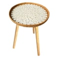thumbnail image 3 of Tnarru Side Table, Bedside Table, End Table, Multifunctional Open Design Tea Table with Shell Inlays for Proch, Bedroom, Balcony, Indoor White Leaves 50cm, 3 of 8