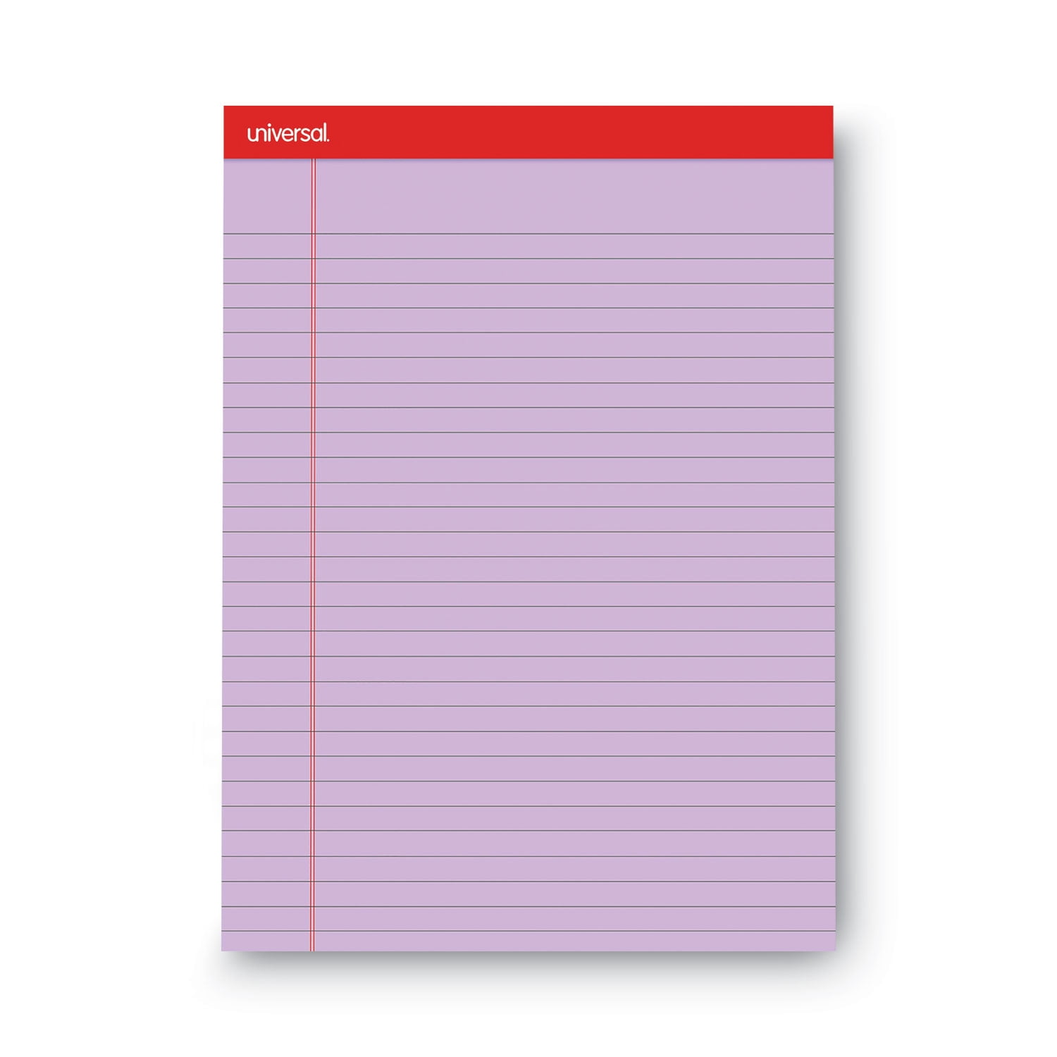 Universal Perforated Writing Pads, Wide/Legal Rule, 8.5 x 11.75, Assorted Sheet Colors, 50 Sheets, 6/Pack -UNV35878