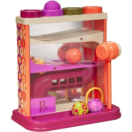 B. toys by Battat B. Whacky Ball Lb-A-Ball - Learning Toy For Toddlers (Includes Hammer + 4 Balls), Purple/Orange (BX1013Z)