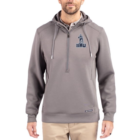 Men's-Cutter & Buck Gray Northern Arizona Lumberjacks Roam Eco Recycled Half-Zip Pullover Hoodie