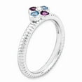 thumbnail image 3 of 925 Sterling Silver Stackable Expressions Blue Topaz & Amethyst Flower Ring Size: 6; for Adults and Teens; for Women and Men, 3 of 4