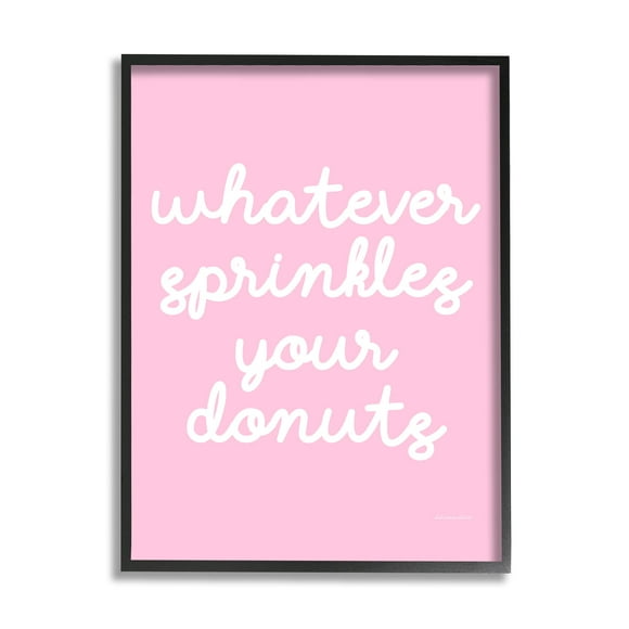 Stupell Industries Whatever Sprinkles Your Donut, Design by lulusimonSTUDIO Black Framed Wall Art, 24x30, Pink
