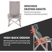 ICECO High Back Camping Chairs for Adults, Heavy Duty Folding Chair for Outside, with Storage Bag, Hold Up 600lbs (Grey)