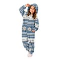 thumbnail image 2 of Christmas One Piece Boys Girls Jumpsuit Onesie Pajamas Zip Up Hooded Girls Fashion Holiday Cute Xmas Tree Snowflake Print Funny Soft Fall Loose Fit Sleepwear Homewear 2-12 Years, 2 of 7