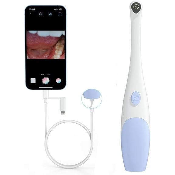 Oral Endoscope, 1920P HD Oral Camera, Video Pet Dental Inspection, Intraoral Camera with 8 Adjustable LED Lights, Compatible with Android and iOS, iPhone, for Individuals and Pets Plug and Play