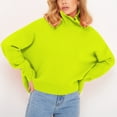 thumbnail image 1 of Chandail pour Femmes Couleur Unie Pulls pour Femmes Mode Col Haut Tricot Grand Col Rond Haut Tricoté, 1 of 5