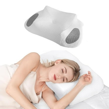 MOYEAH CPAP Pillow for Side Sleeper All CPAP Masks User, Memory Foam Pillow for Neck Pain Relief Ergonomic Adjustable Height Orthopedic Neck Support Contour Bed Pillow (White)