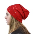 thumbnail image 3 of NYFASHION101 Unisex Comfort & Warm Knit Studded Slouchy Beanie Hat Red, 3 of 4