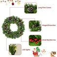 thumbnail image 6 of SESSLIFE 4 Pieces Pre-lit Christmas Set, Garland + Wreath + Set of 2 Entrance Trees 4ft, Artificial Xmas Tree Set with Lights, Pine Cones and Red Berries, TE1971, 6 of 10