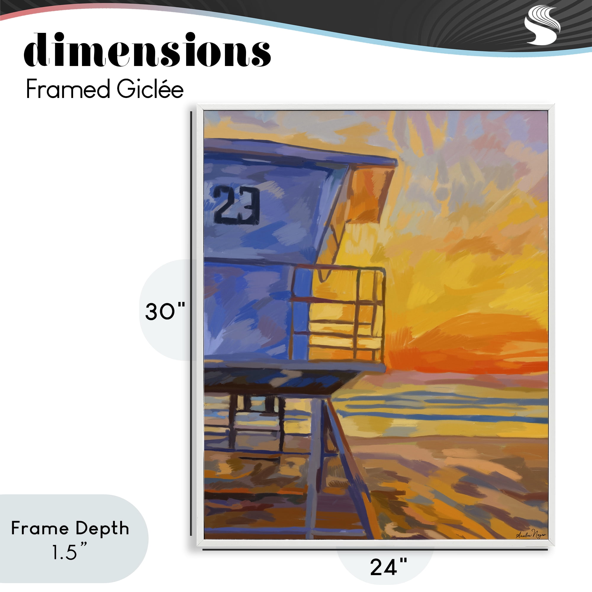 Stupell Industries Lifeguard Stand Sunset White Framed Giclee Art, design by Amelia Noyes