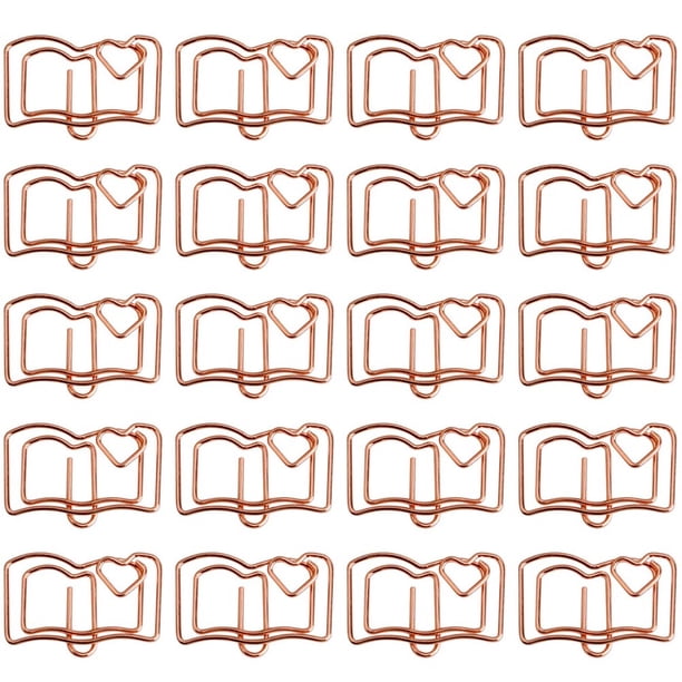 BRIGHTFUFU 20 piezas Clips de marcadores Clips de papel con forma de libro Pinzas de notas Suministros de oficina
