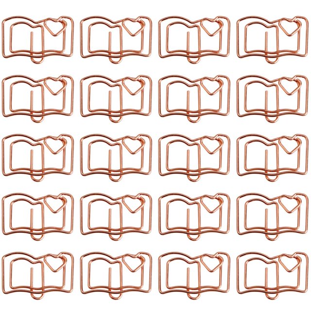 MasteelfCA 20Pcs Bookmark Clips Book Shape Paper Clips Memo Clamps Office Supplies