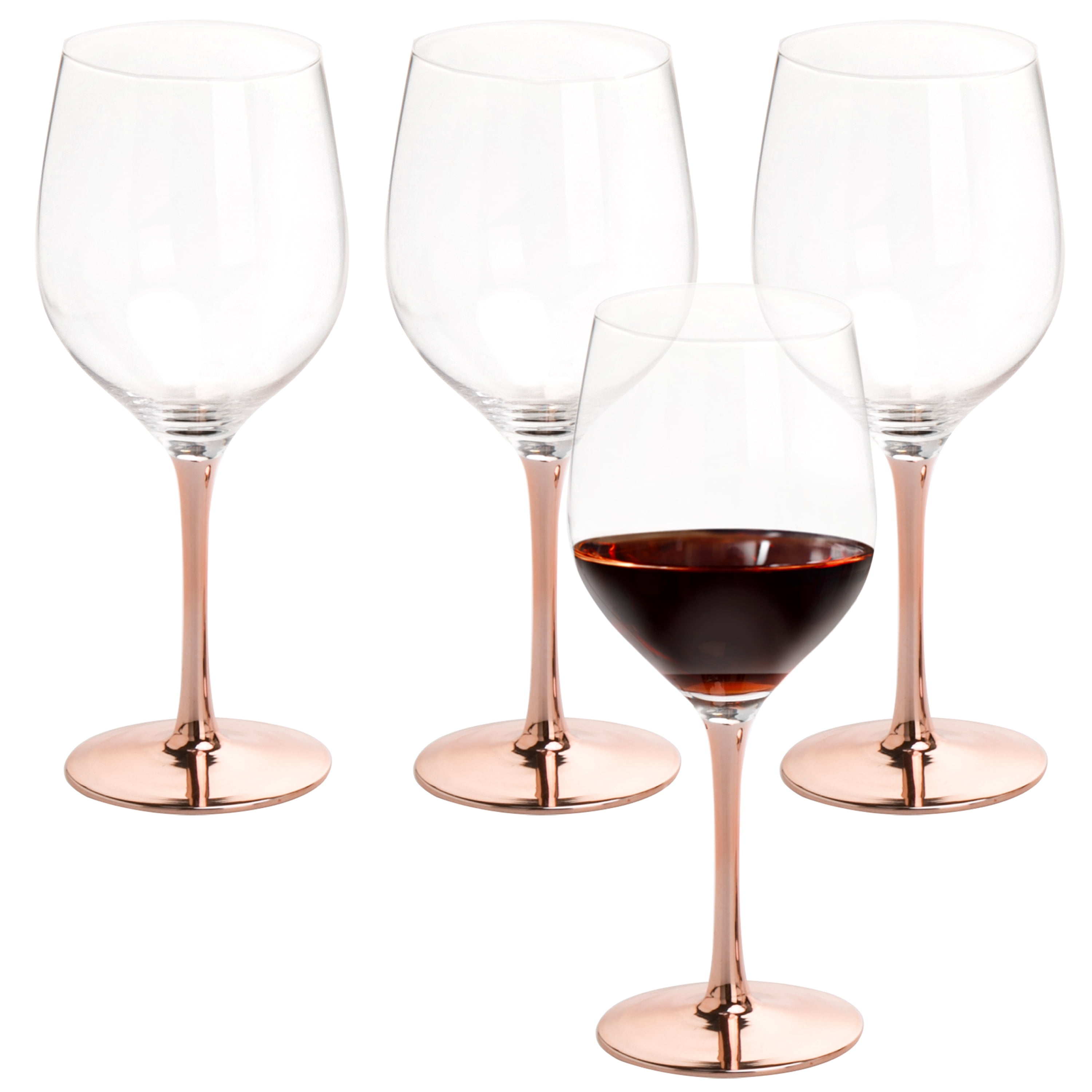 Stemless Wine Glasses with Metallic Rose Gold Angled Design, Set of 4 –  MyGift