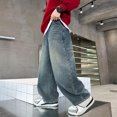 thumbnail image 5 of Caixia Boys Baggy Cargo Jeans Wide Leg Skater Pants | Soft Denim, Elastic Waist, Cargo Pockets, Loose Fit, Hop Streetwear, 5 of 6
