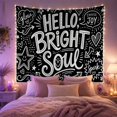thumbnail image 2 of Hello Bright Soul Quote with Hearts Stars and Speech Bubbles, Cheerful Illustration for Positivity Fans, Joy Wall Art, Friendship Gift, Tapestry Wall Hanging for Bedroom and Dorm, 2 of 5
