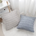 thumbnail image 5 of Softalker Throw Pillow Covers 18x18 inch Set of 4 Corduroy Soft Striped Farmhouse Boho Pillow Covers for Couch Sofa Bedroom Living Room(Grey/Blue), 5 of 8
