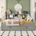 thumbnail image 2 of Mirightone Twin Upholstered Daybed with Trundle, Twin Lift up Storage Bed with USB & Outlet for Teens Adults, Gray, 2 of 9