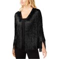 thumbnail image 1 of Rachel Zoe Womens Metallic Fringe Cardigan Sweater, Black, Small, 1 of 1