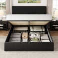 thumbnail image 6 of Allewie Queen Size Velvet Lift Up Storage Bed Frame, Vertical Channel Tufted Headboard, Hydrualic Underneath Storage, Upholstered Platform Bed, Wooden Slats Support, No Box Spring Needed, Black, 6 of 11