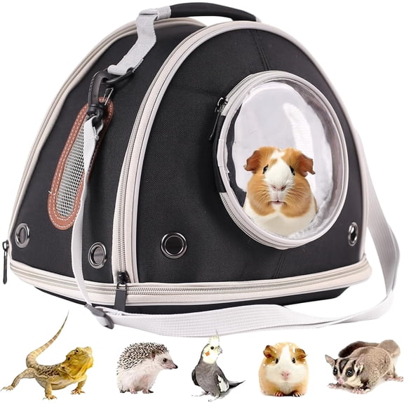 Halinfer Guinea Pig Carrier Travel Cage, Secure and Comfortable with Ventilation, Black