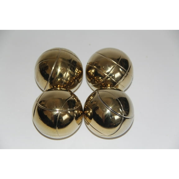 Replacement 73mm Metal Bocce/Petanque Gold Balls - Pack of 4 with Mix of Small and Large Criss Cross Patterns
