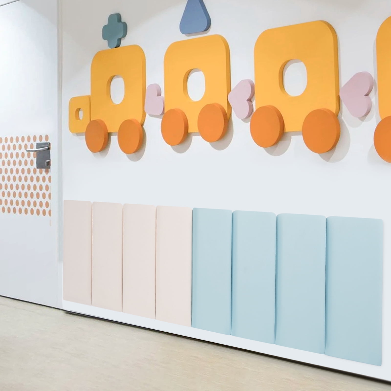 Dwellnix Soft Wall Padding for Kids, 8-Piece Set, Anti-Collision Protection, Easy Install Adhesive Safety Cushions for Baby Rooms and Play Areas