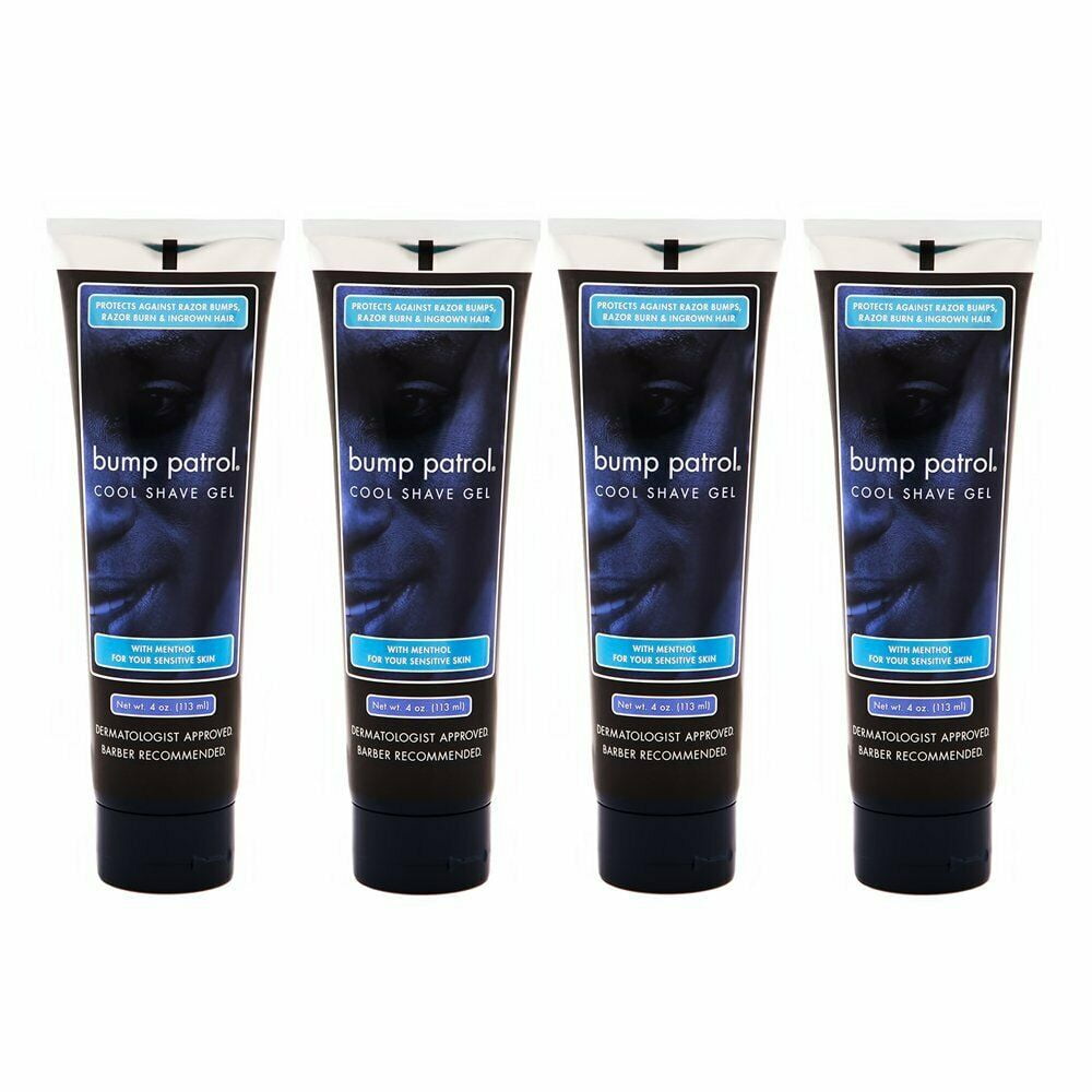 Bump Patrol Cool Shave Gel - Sensitive Clear Shaving Gel With Menthol Prevents Razor Burn, Bumps, Ingrown Hair - 4 Ounces 4 Pack