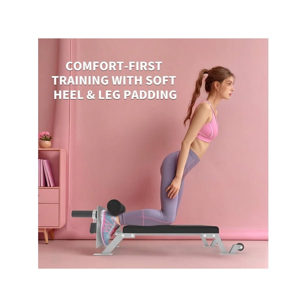 Nordic hamstring curl machine - height adjustable, compact home gym equipment para strength training. negra y blanca, 450 lbs capacity