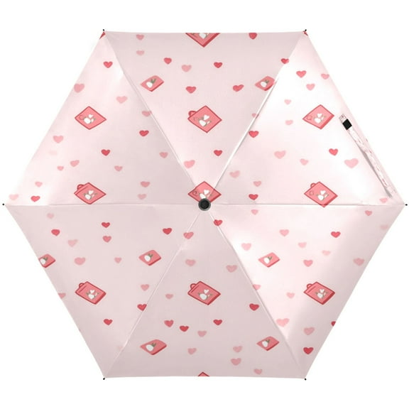 Simple Theme Pink Umbrellas for Sun Auto Open Close UV50  Waterproof 5-Fold Compact Fiberglass Frame