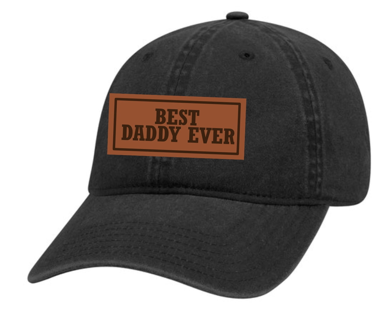 Trenz Shirt Company Men's Best Daddy Ever Father's Day Laser Engraved Leather Patch Twill Buckle Back Hat, Black, Size: One Size