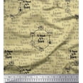 thumbnail image 1 of Soimoi Beige Rayon Fabric To Travel Is To Live Text Decor Fabric Printed Yard 42 Inch Wide, 1 of 2