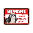 thumbnail image 1 of Beware Guard Lhasa Apso Dog On Duty Novelty Aluminum Metal 18"x24" Sign, 1 of 1
