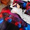 thumbnail image 4 of Castle Fairy Blue Red Gamepads Bedding Comforter Set,Gradient Ombre Queen Bedding Sets, 4 of 8