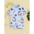 thumbnail image 3 of Bagilaanoe Toddler Baby Girl One-Piece Swimsuit Cartoon Print Short Sleeve Zipper Rashguard Swimwear 3M 6M 12M 2T 3T Kids Bathing Suit, 3 of 9