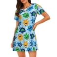 thumbnail image 1 of Easygdp Cartoon Monster Camisón de manga corta para mujer, informal, estampado, 1 of 6