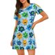 thumbnail image 1 of Balery Cartoon Monster Camisón de manga corta con cuello redondo para mujer, cómodo y elegante., 1 of 6