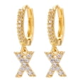 thumbnail image 1 of LSLJS Dainty Gold Plated Initial Hoop Earrings Letter Alphabet Dangle Earrings Fashion Sparkly Rhinestone Letter Initial Pendant Drop Earrings for Women Valent, 1 of 1