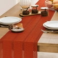 thumbnail image 5 of Boho Table Runner, Macrame Style Ivory Table Runners Farmhouse Woven Home Decor, 12x90 Inch, Dark Orange, 5 of 7