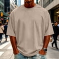 thumbnail image 5 of FchengtaiS Mens Cotton Oversized T-Shirts Casual Short Sleeve Crew Neck Tee Drop Shoulder Summer Loose Tops, 5 of 6