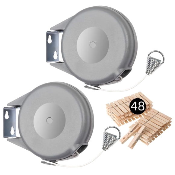 Summala 2PCS Tendedero Retr&aacute;ctil, Tendedero para Exteriores y Interiores, Ajustable de 15 Metros con 48 Clips para Balc&oacute;n, Patio, Camping, F&aacute;cil Instalaci&oacute;n