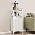 thumbnail image 2 of Costway Bathroom Floor Cabinet Side Storage Organizer with Open Shelf & Adjustable Shelf, 2 of 10