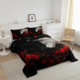 thumbnail image 3 of Erosebridal Ensemble de Couette Simple à Roses Rouges, Couette en Duvet de la Saint-Valentin avec Couple de Loups, Décor de Chambre Floral, Réversible, Léger, 2 Pcs, 3 of 7