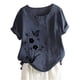 thumbnail image 2 of ICHUANYI Clearance Women's Summer Casual Round Neck Short Sleeve Printing Loose Shirt Tops(Navy, XL) ICHUANYI WER2023081100467, 2 of 3